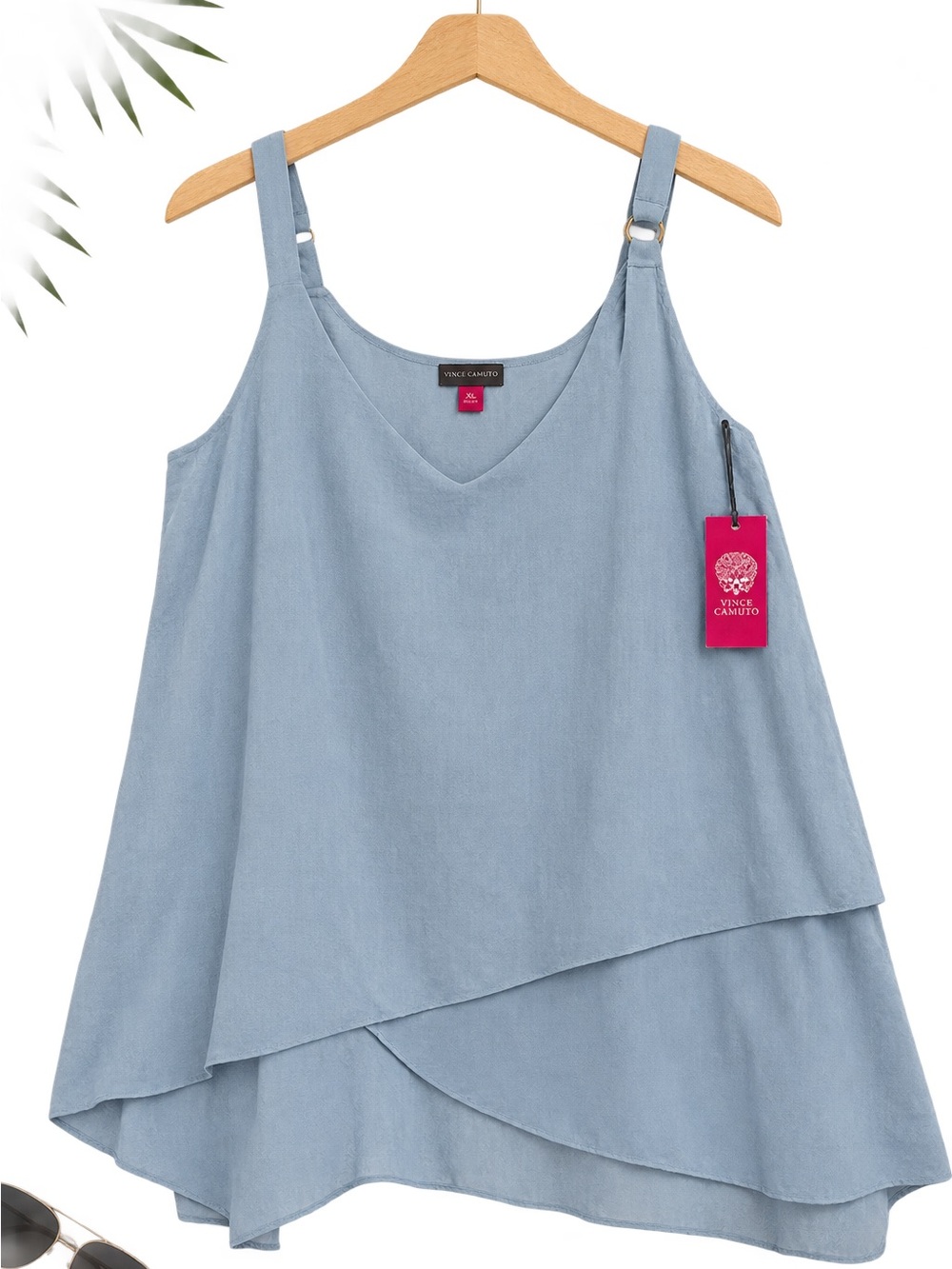 Vince Camuto Powder Blue Layered V-Neck Tank Top